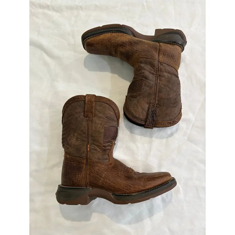 Durango Distressed Flag Western Boot Acorn Kids Size 3 Boys 8